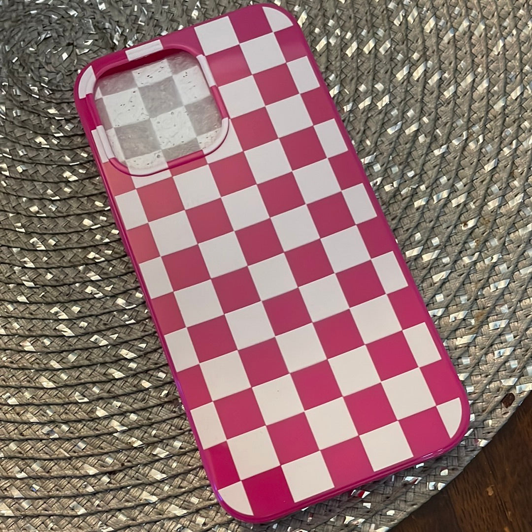 iPhone Pink Checkered Case