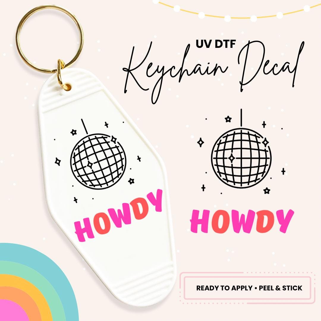 UV DTF Sticker For Retro Motel Keychain- Ready To Apply- No Heat Needed - Ready to Ship!