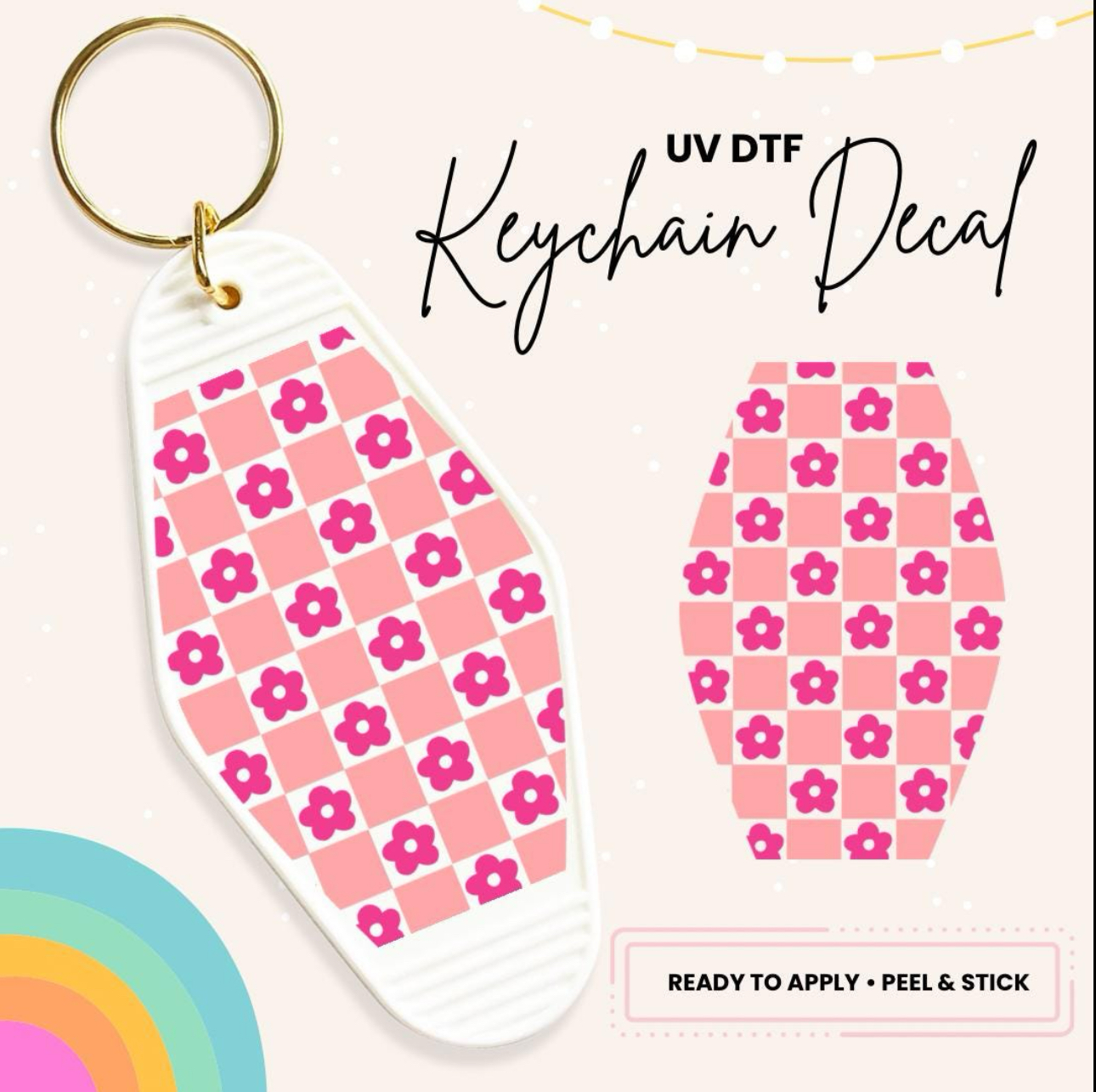 UV DTF Keychain Decals - Ready To Apply - Peel & Stick