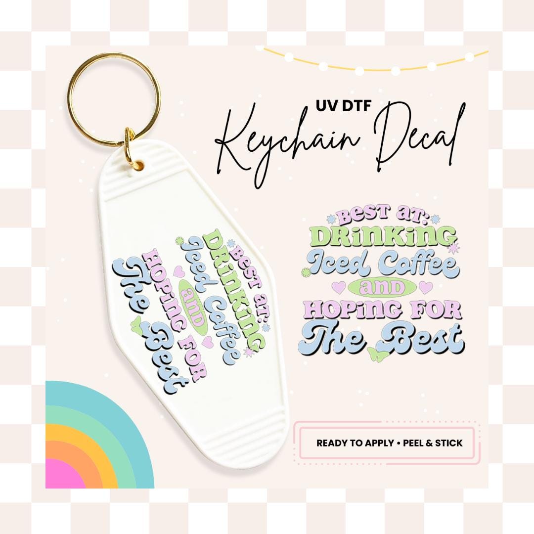 UV DTF Sticker For Retro Motel Keychain- Ready To Apply- No Heat Needed - Ready to Ship!