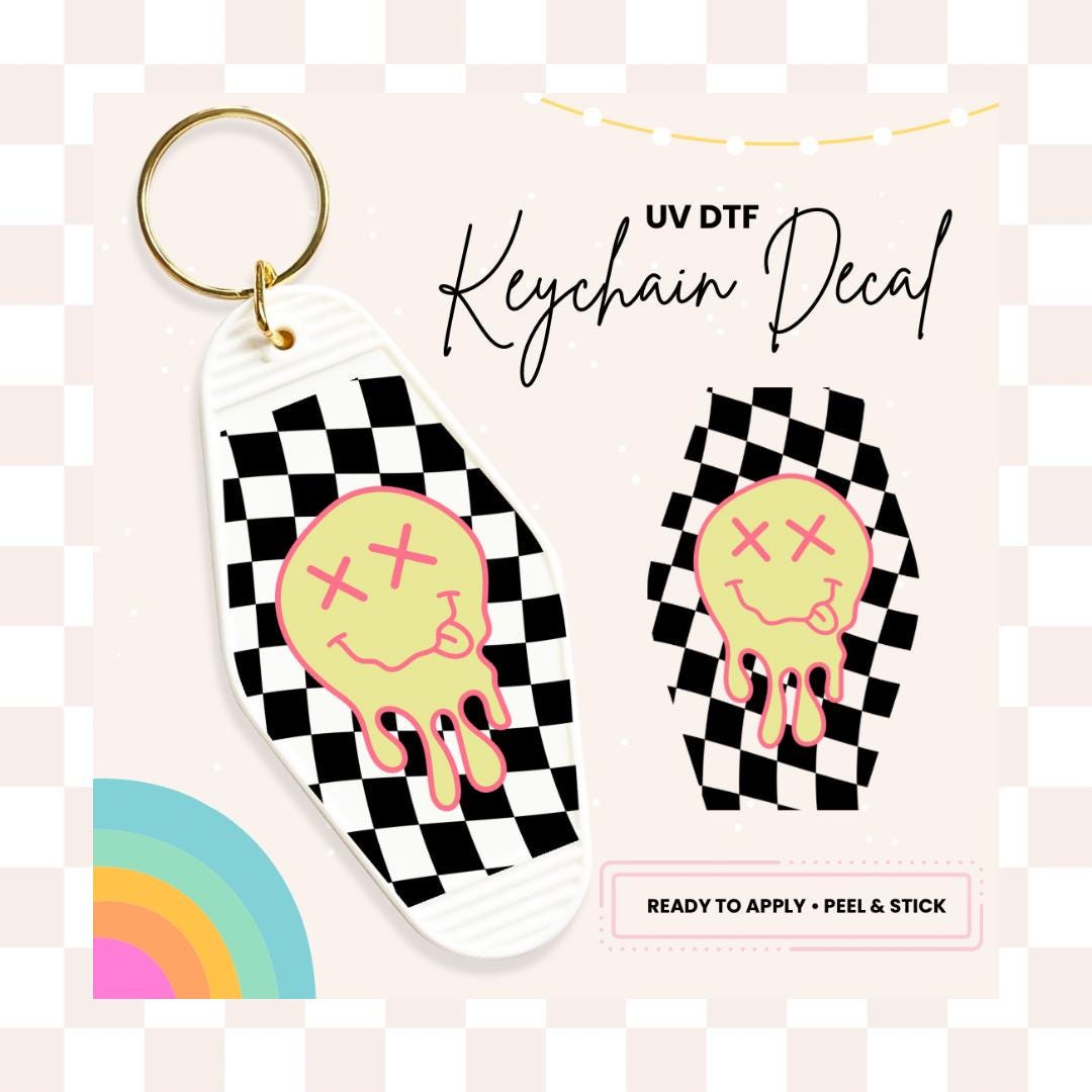 UV DTF Sticker For Retro Motel Keychain- Ready To Apply- No Heat Needed - Ready to Ship!
