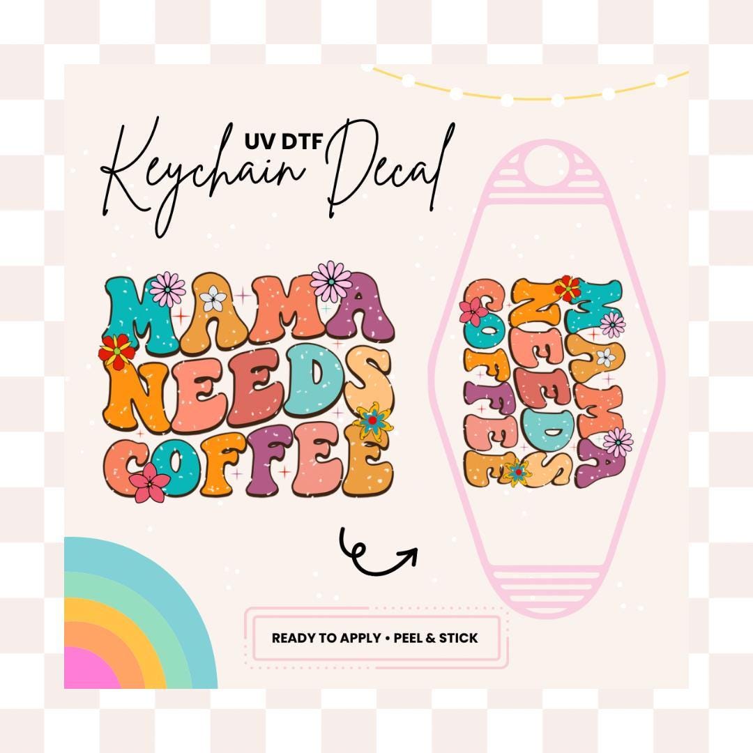 UV DTF Sticker For Retro Motel Keychain- Ready To Apply- No Heat Needed - Ready to Ship!