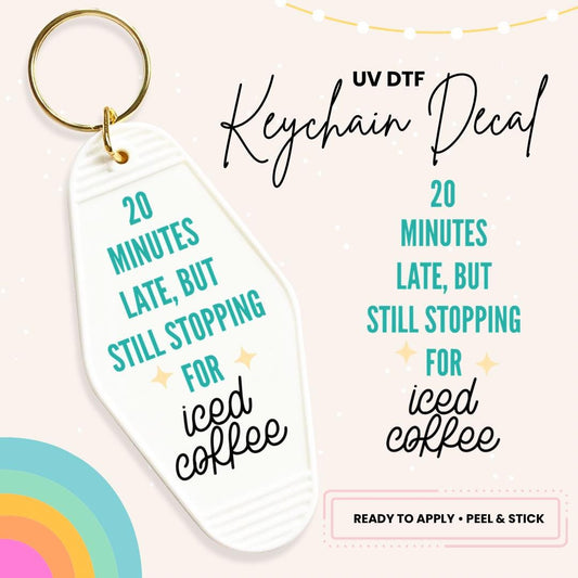 UV DTF Sticker For Retro Motel Keychain- Ready To Apply- No Heat Needed - Ready to Ship!