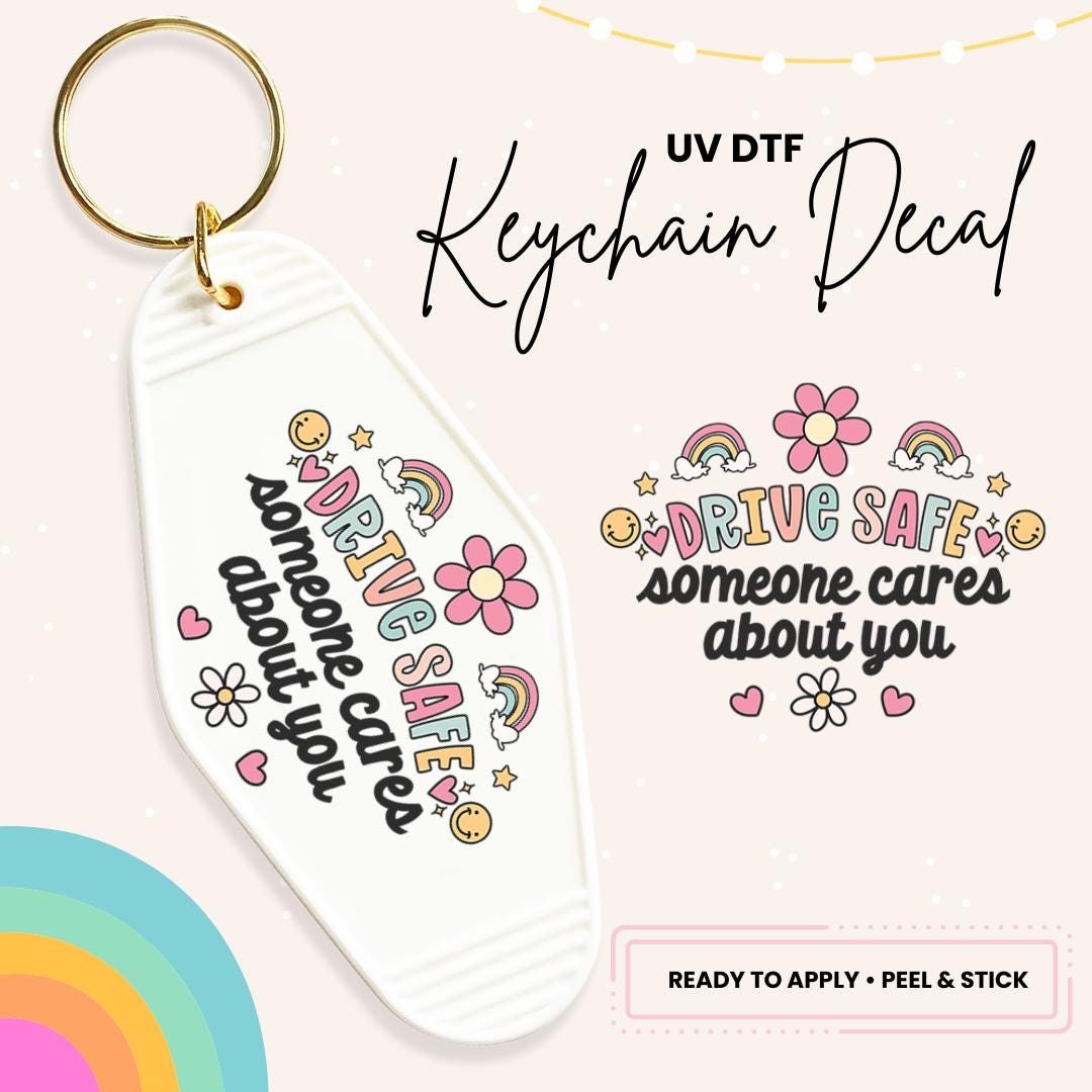 UV DTF Sticker For Retro Motel Keychain- Ready To Apply- No Heat Needed - Ready to Ship!