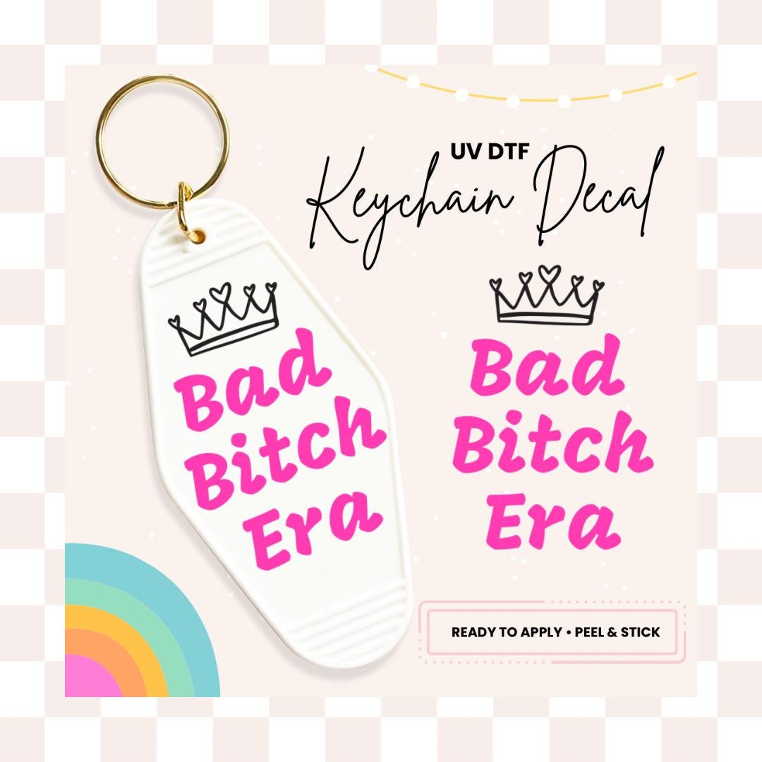 UV DTF Sticker For Retro Motel Keychain- Ready To Apply- No Heat Needed - Ready to Ship!