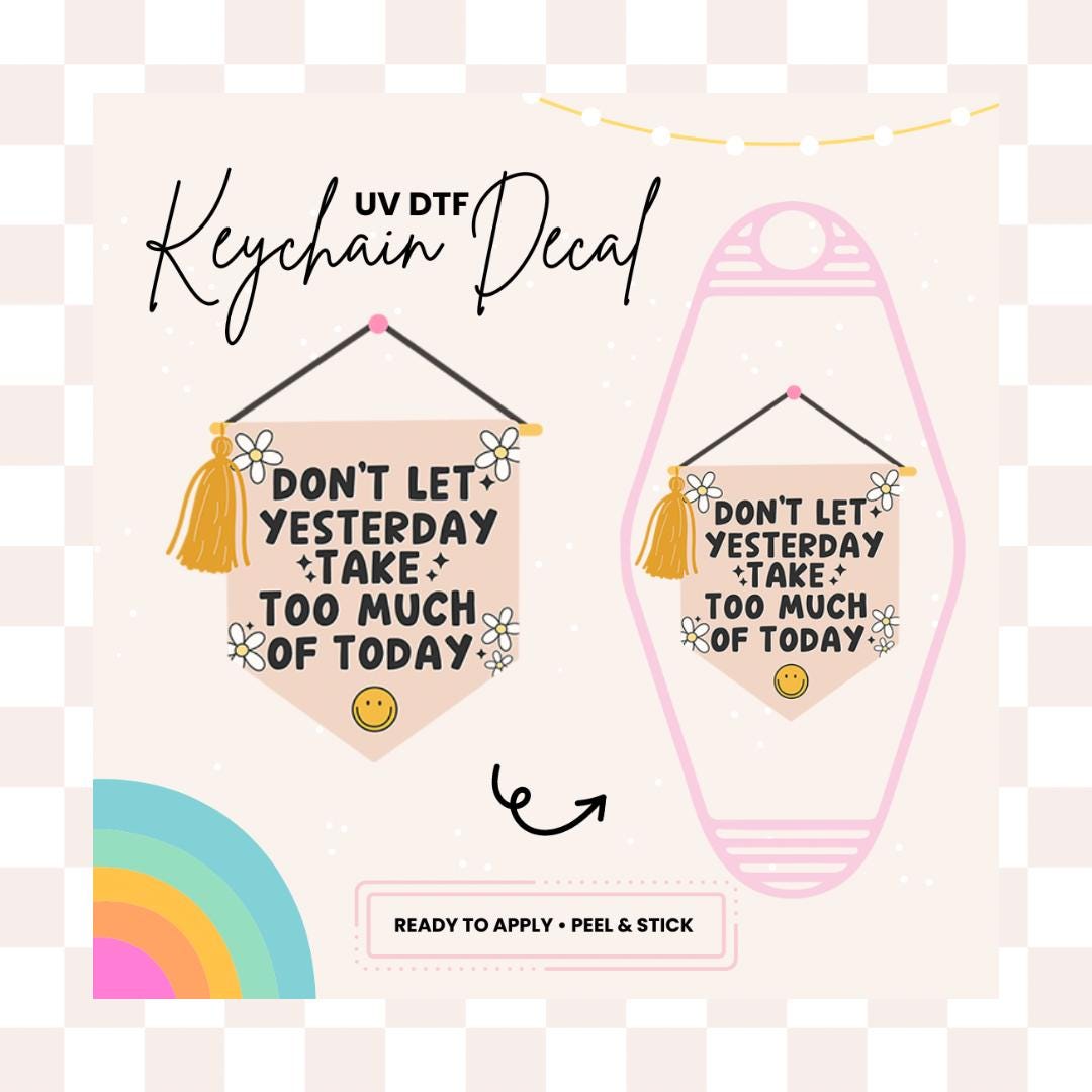 UV DTF Sticker For Retro Motel Keychain- Ready To Apply- No Heat Needed - Ready to Ship!