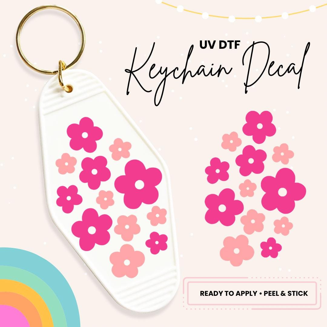 UV DTF Sticker For Retro Motel Keychain- Ready To Apply- No Heat Needed - Ready to Ship!