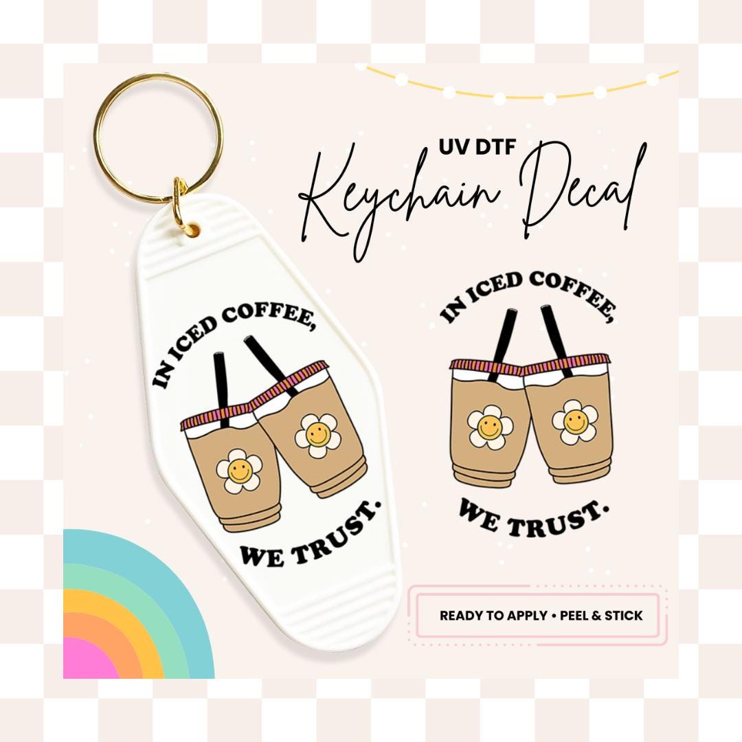 UV DTF Sticker For Retro Motel Keychain- Ready To Apply- No Heat Needed - Ready to Ship!