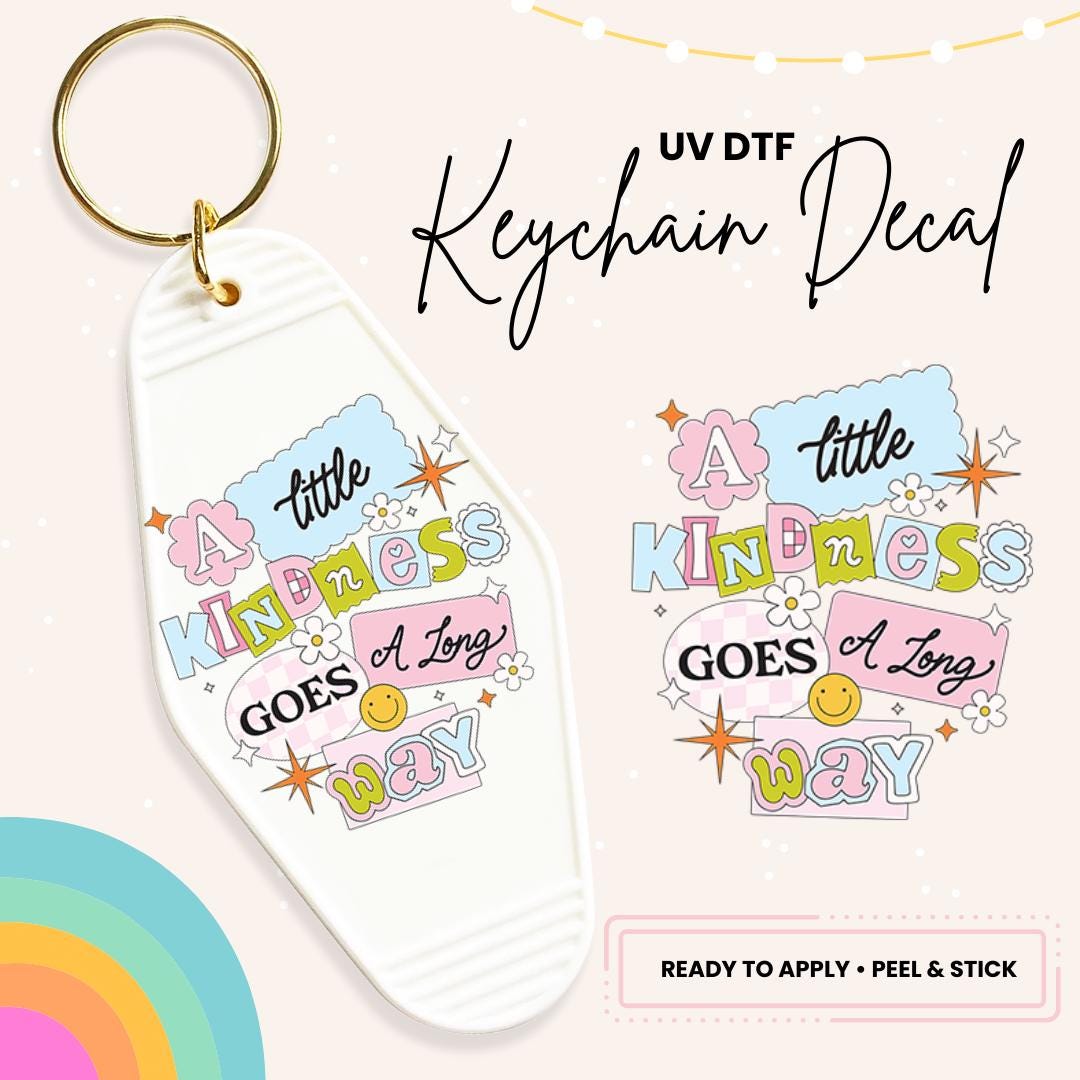 UV DTF Sticker For Retro Motel Keychain- Ready To Apply- No Heat Needed - Ready to Ship!