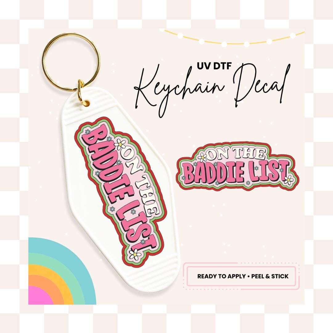 UV DTF Sticker For Retro Motel Keychain- Ready To Apply- No Heat Needed - Ready to Ship!