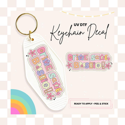 UV DTF Sticker For Retro Motel Keychain- Ready To Apply- No Heat Needed - Ready to Ship!