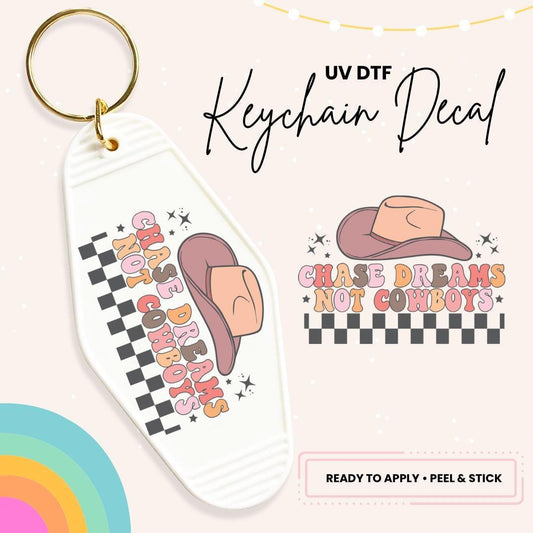 UV DTF Sticker For Retro Motel Keychain- Ready To Apply- No Heat Needed - Ready to Ship!