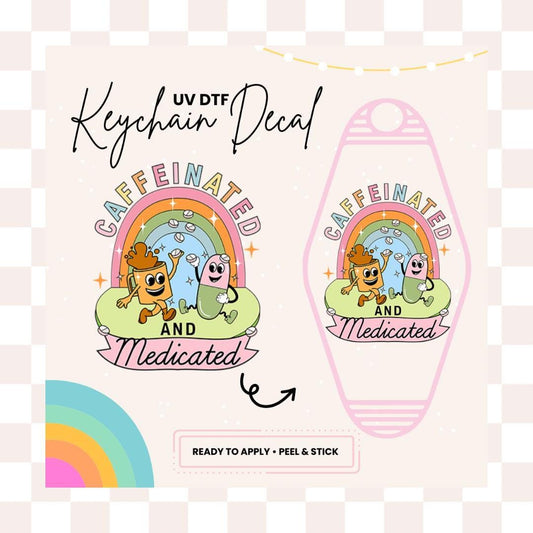 UV DTF Sticker For Retro Motel Keychain- Ready To Apply- No Heat Needed - Ready to Ship!