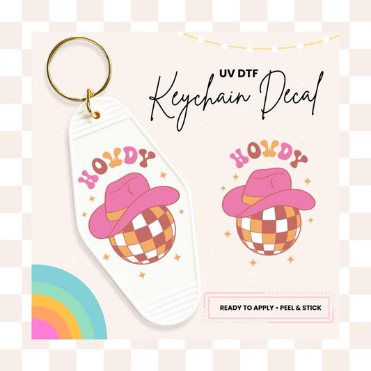UV DTF Sticker For Retro Motel Keychain- Ready To Apply- No Heat Needed - Ready to Ship!