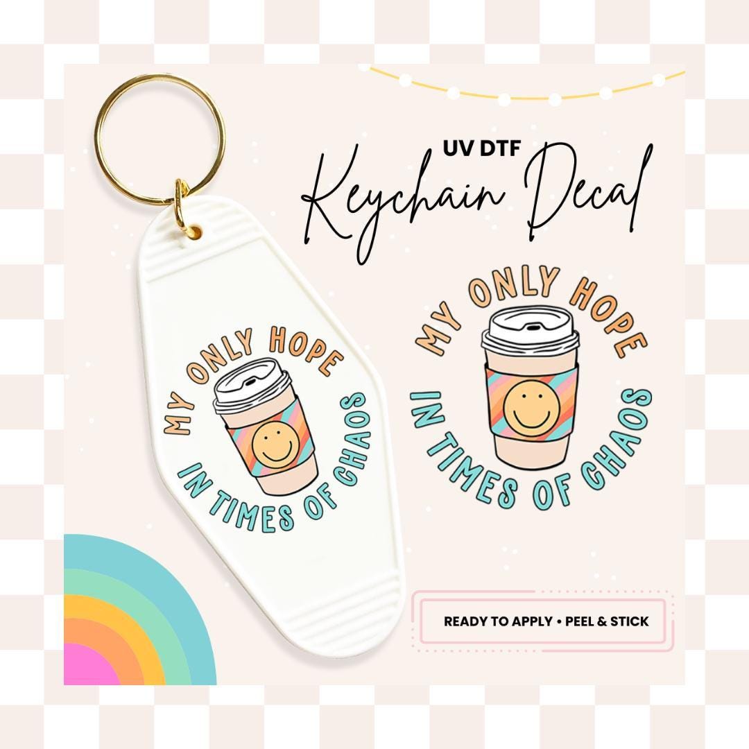 UV DTF Sticker For Retro Motel Keychain- Ready To Apply- No Heat Needed - Ready to Ship!