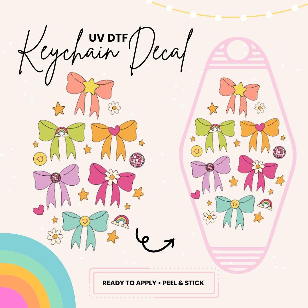 UV DTF Sticker For Retro Motel Keychain- Ready To Apply- No Heat Needed - Ready to Ship!