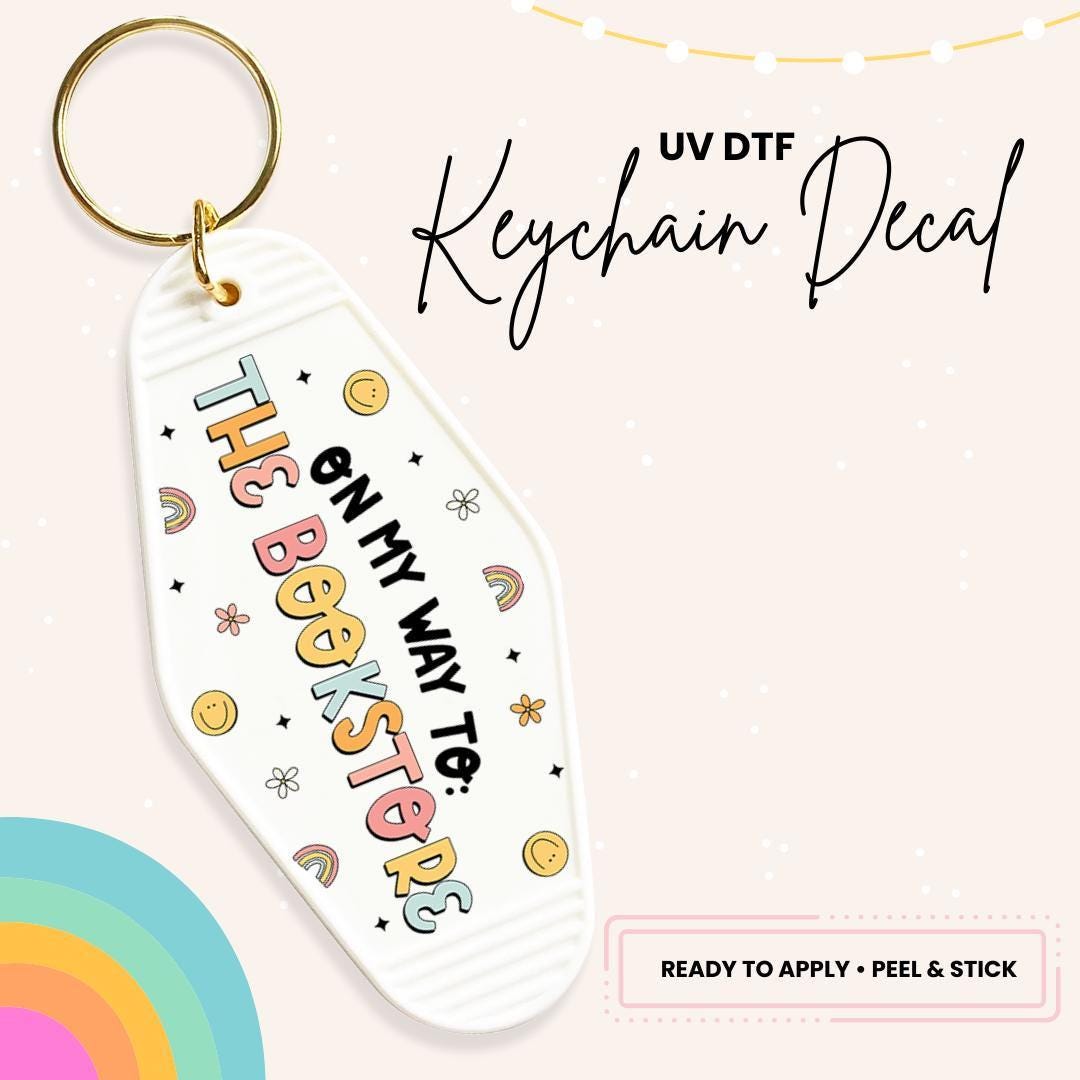 UV DTF Sticker For Retro Motel Keychain- Ready To Apply- No Heat Needed - Ready to Ship!