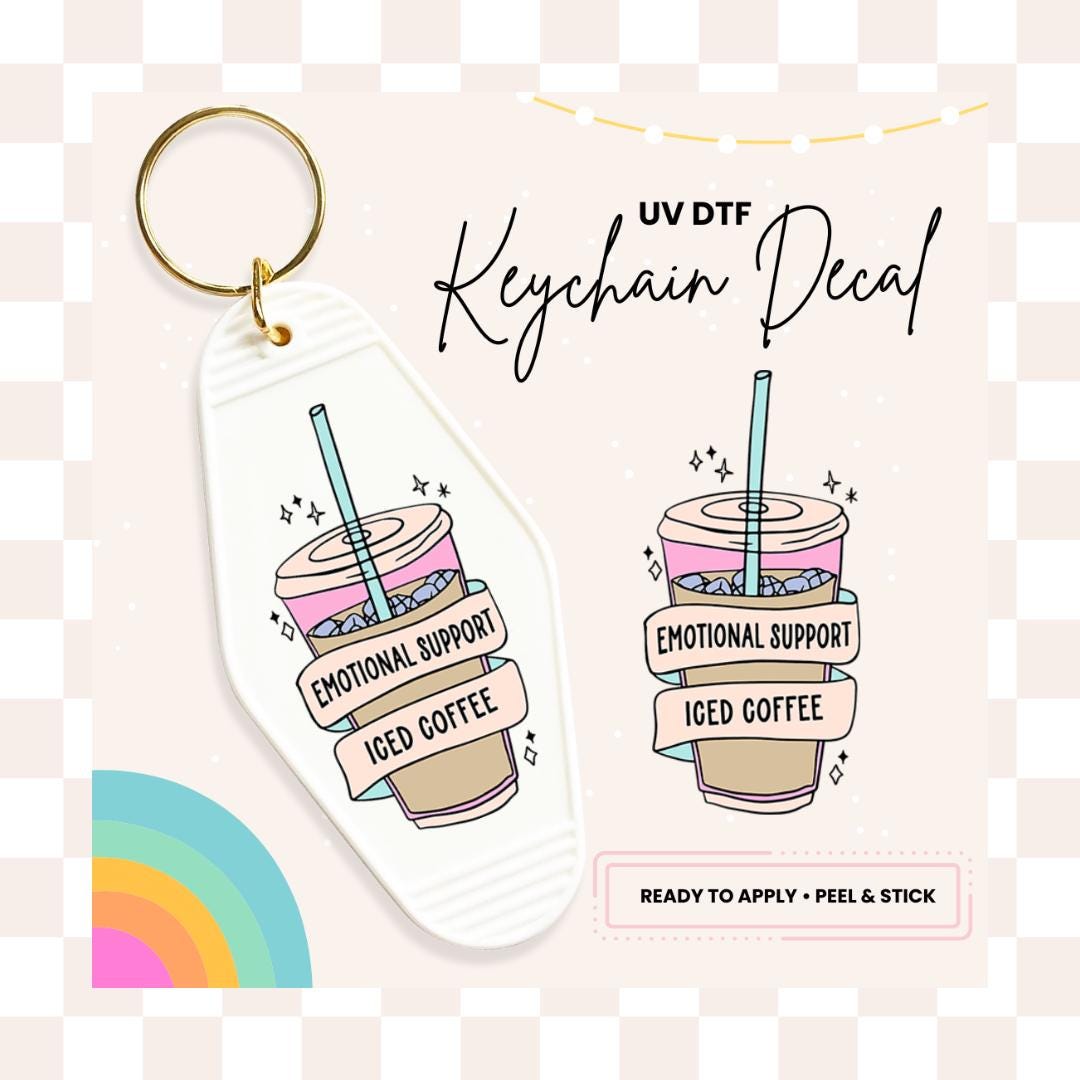 UV DTF Sticker For Retro Motel Keychain- Ready To Apply- No Heat Needed - Ready to Ship!