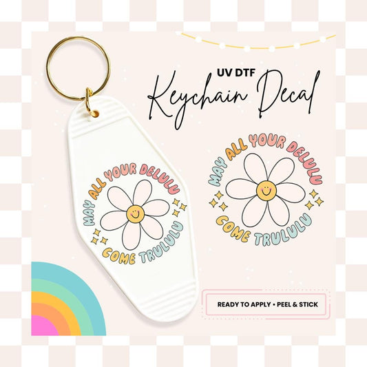 UV DTF Sticker For Retro Motel Keychain- Ready To Apply- No Heat Needed - Ready to Ship!