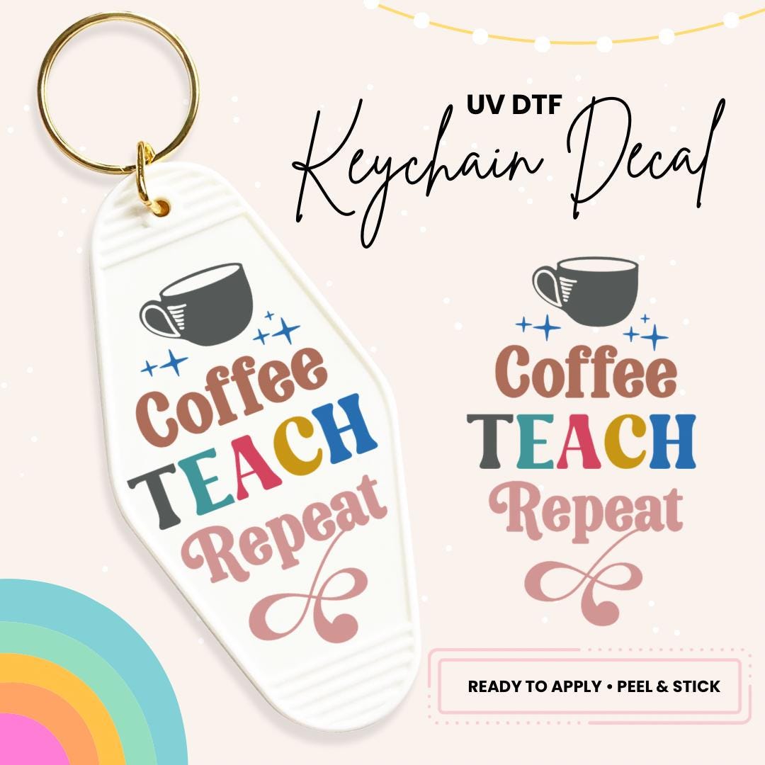 UV DTF Sticker For Retro Motel Keychain- Ready To Apply- No Heat Needed - Ready to Ship!