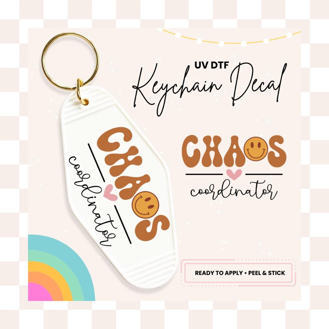 UV DTF Sticker For Retro Motel Keychain- Ready To Apply- No Heat Needed - Ready to Ship!