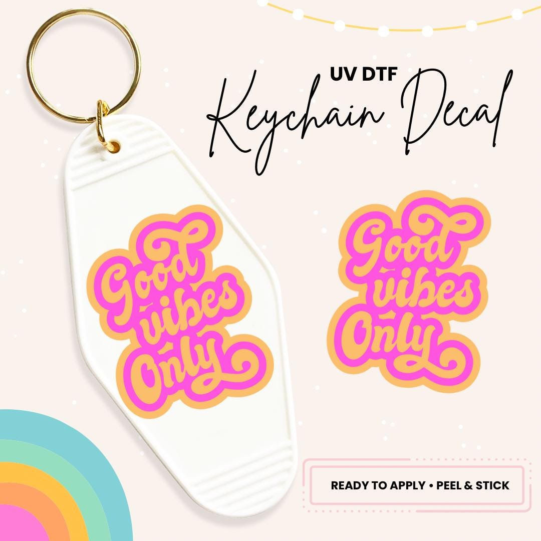 UV DTF Sticker For Retro Motel Keychain- Ready To Apply- No Heat Needed - Ready to Ship!