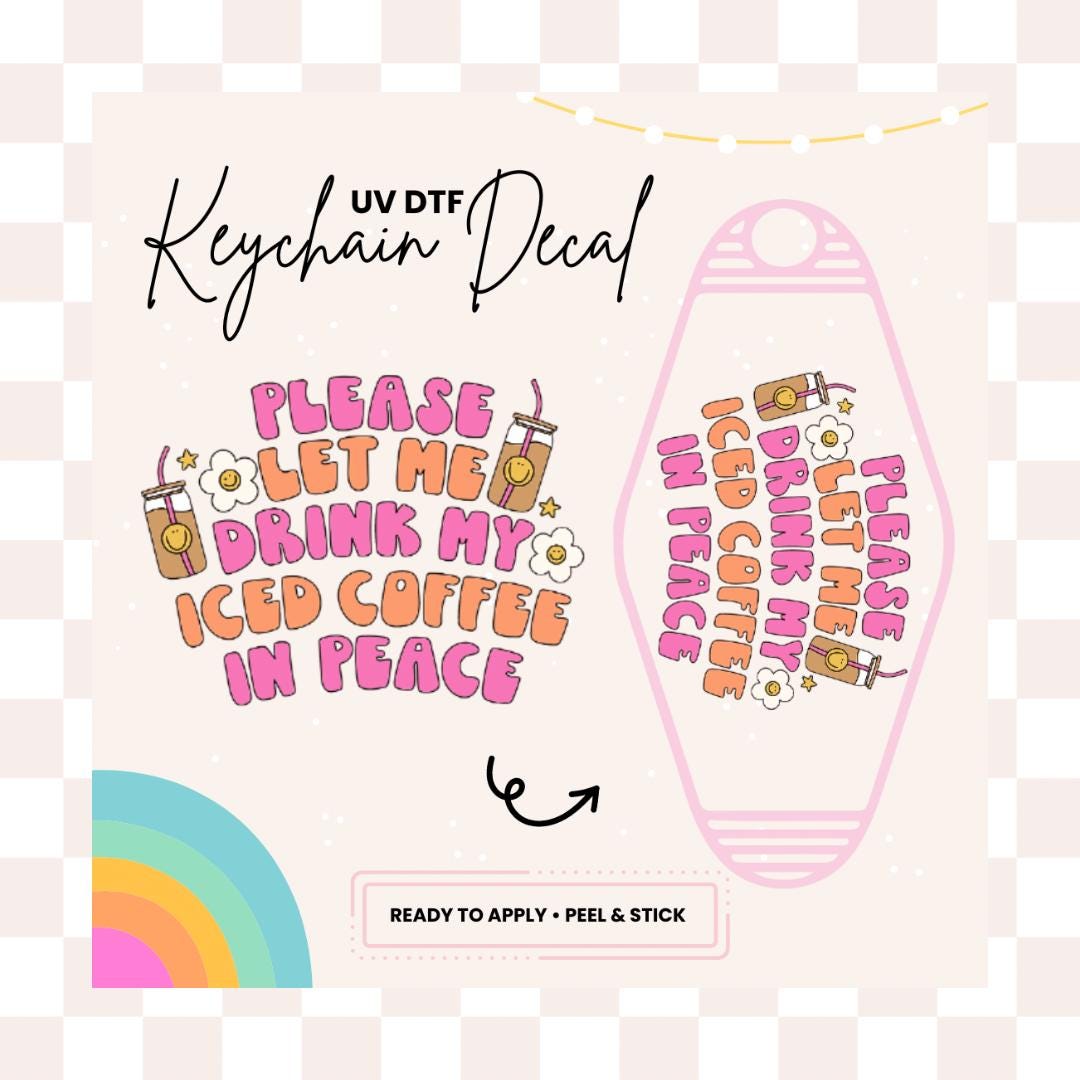 UV DTF Sticker For Retro Motel Keychain- Ready To Apply- No Heat Needed - Ready to Ship!