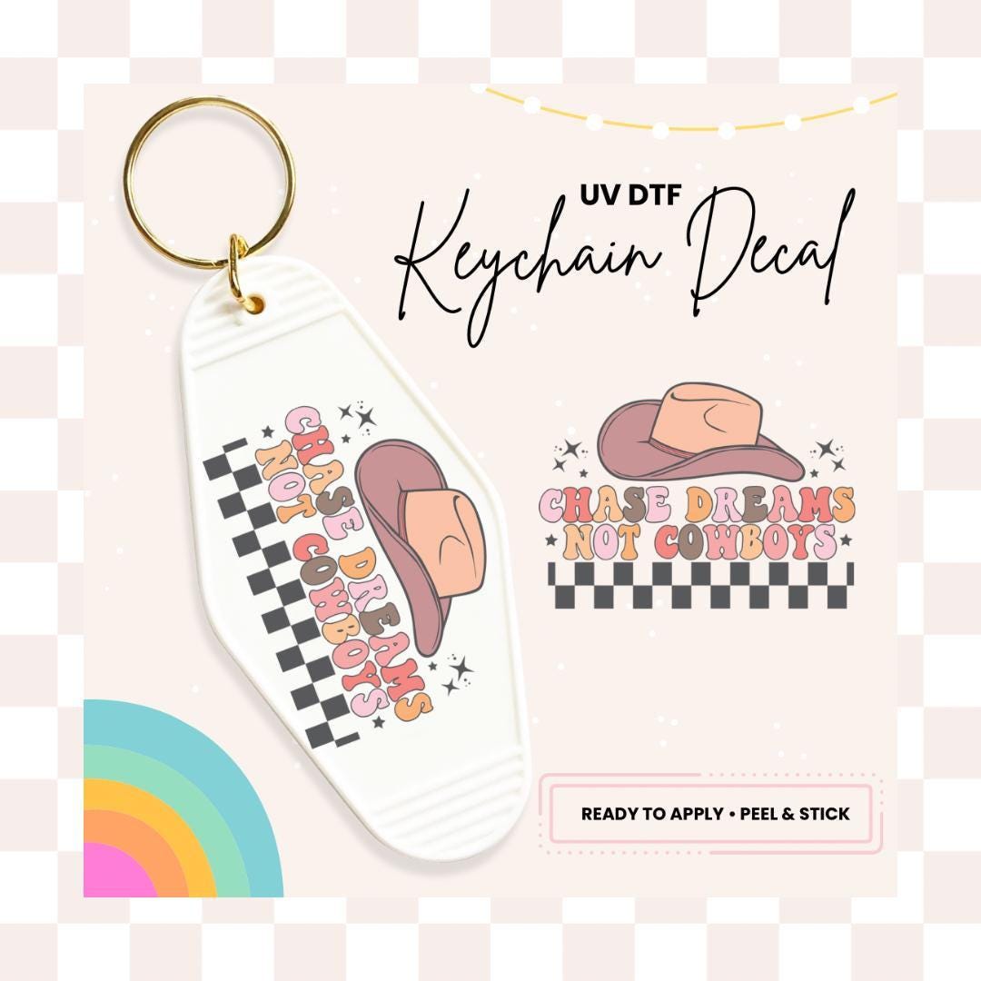 UV DTF Sticker For Retro Motel Keychain- Ready To Apply- No Heat Needed - Ready to Ship!