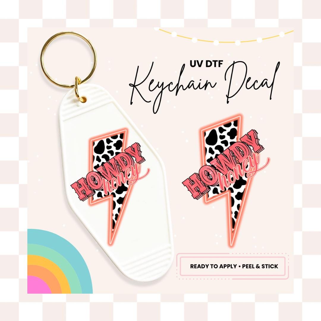 UV DTF Sticker For Retro Motel Keychain- Ready To Apply- No Heat Needed - Ready to Ship!