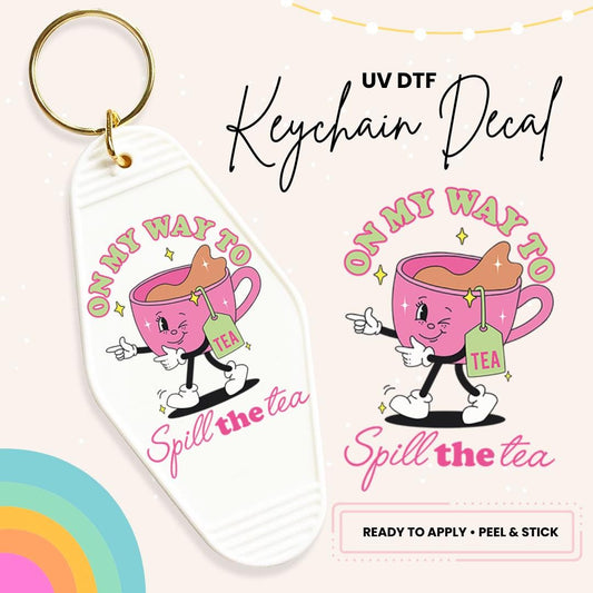 UV DTF Sticker For Retro Motel Keychain- Ready To Apply- No Heat Needed - Ready to Ship!