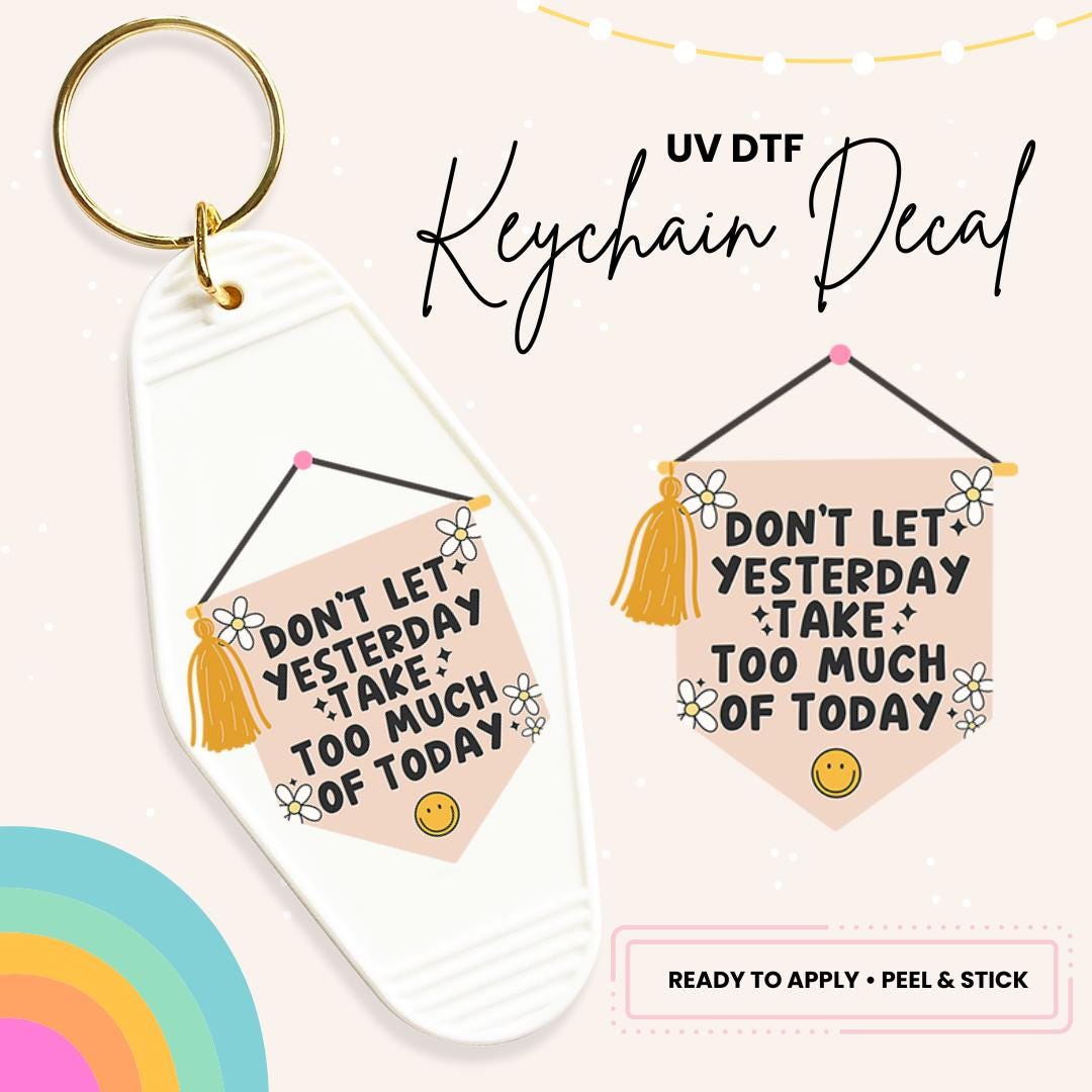 UV DTF Sticker For Retro Motel Keychain- Ready To Apply- No Heat Needed - Ready to Ship!