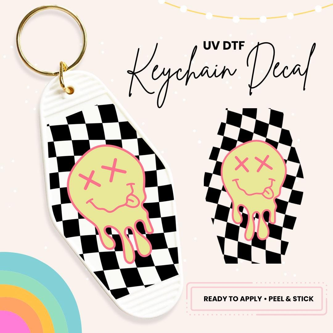 UV DTF Sticker For Retro Motel Keychain- Ready To Apply- No Heat Needed - Ready to Ship!