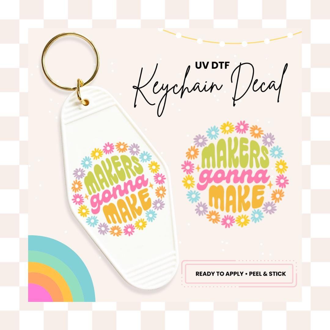 UV DTF Sticker For Retro Motel Keychain- Ready To Apply- No Heat Needed - Ready to Ship!