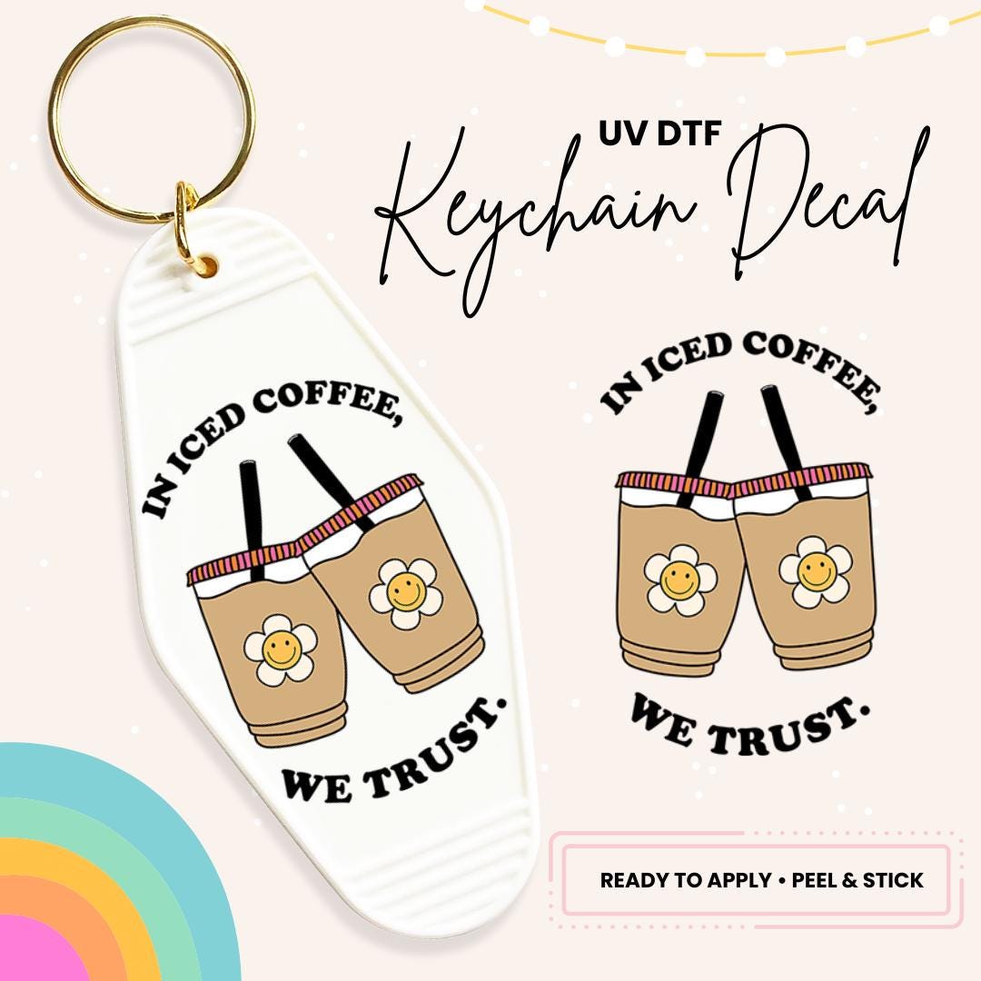 UV DTF Sticker For Retro Motel Keychain- Ready To Apply- No Heat Needed - Ready to Ship!