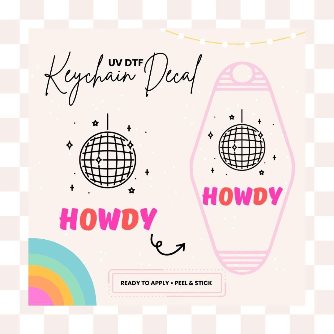 UV DTF Sticker For Retro Motel Keychain- Ready To Apply- No Heat Needed - Ready to Ship!