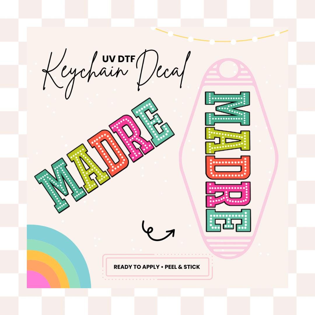 UV DTF Sticker For Retro Motel Keychain- Ready To Apply- No Heat Needed - Ready to Ship!