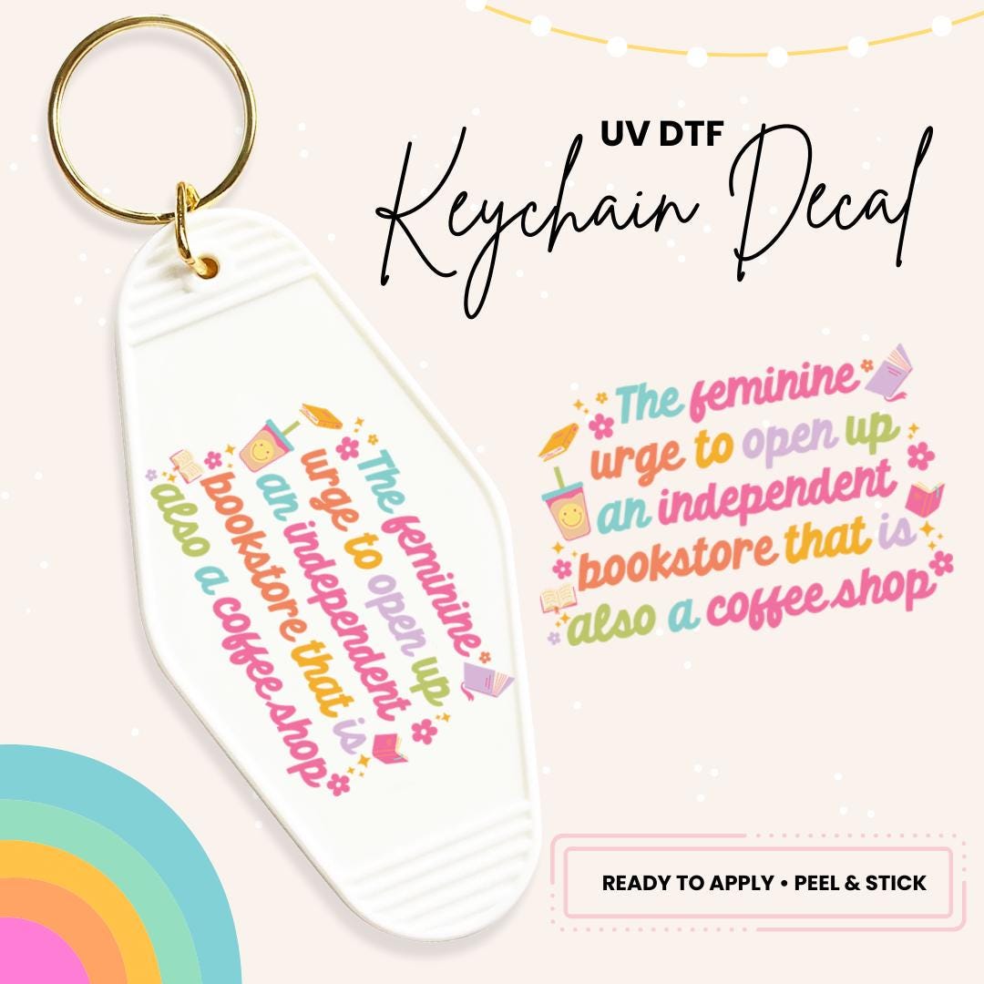 UV DTF Sticker For Retro Motel Keychain- Ready To Apply- No Heat Needed - Ready to Ship!