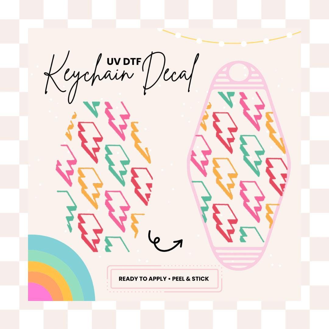 UV DTF Sticker For Retro Motel Keychain- Ready To Apply- No Heat Needed - Ready to Ship!