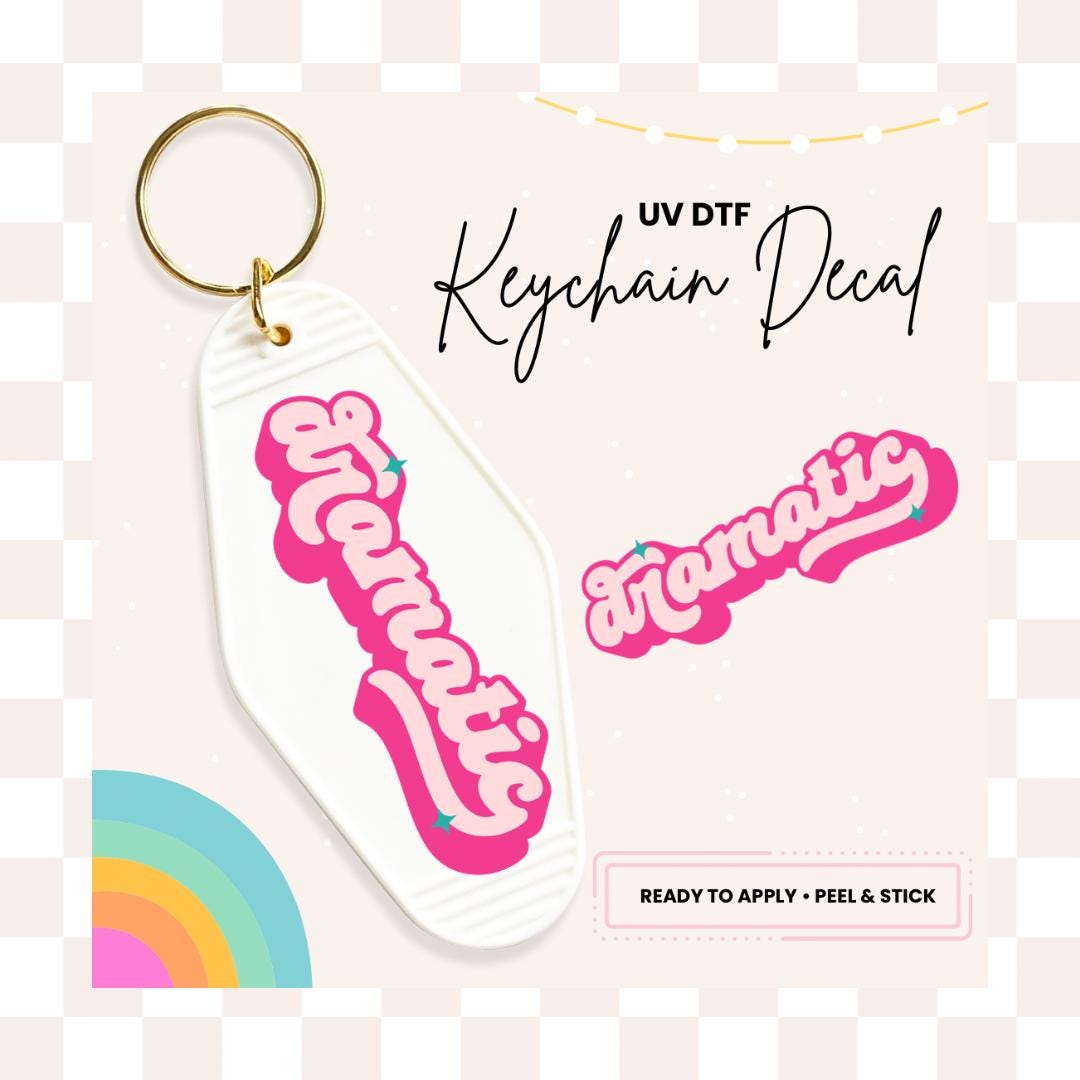 UV DTF Sticker For Retro Motel Keychain- Ready To Apply- No Heat Needed - Ready to Ship!