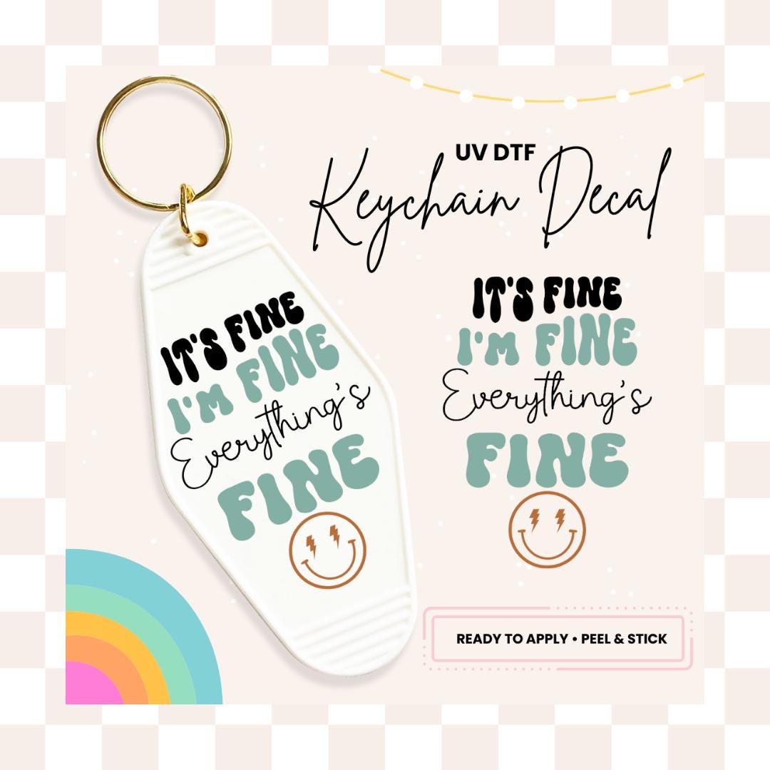 UV DTF Sticker For Retro Motel Keychain- Ready To Apply- No Heat Needed - Ready to Ship!