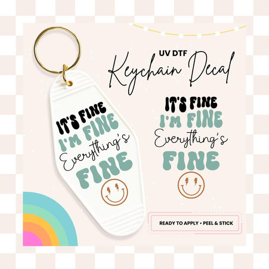 UV DTF Sticker For Retro Motel Keychain- Ready To Apply- No Heat Needed - Ready to Ship!