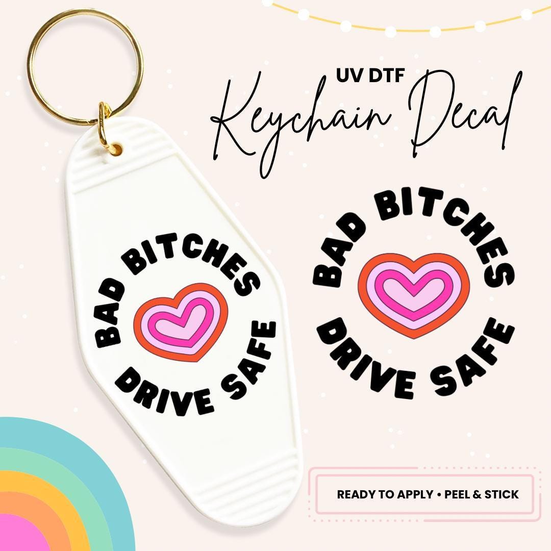 UV DTF Sticker For Retro Motel Keychain- Ready To Apply- No Heat Needed - Ready to Ship!