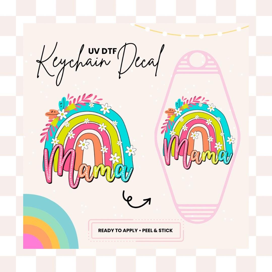 UV DTF Sticker For Retro Motel Keychain- Ready To Apply- No Heat Needed - Ready to Ship!