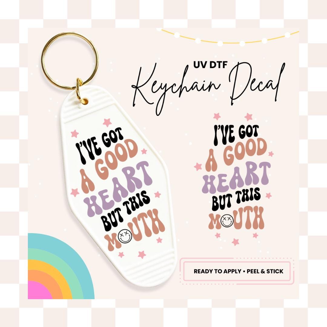 UV DTF Sticker For Retro Motel Keychain- Ready To Apply- No Heat Needed - Ready to Ship!