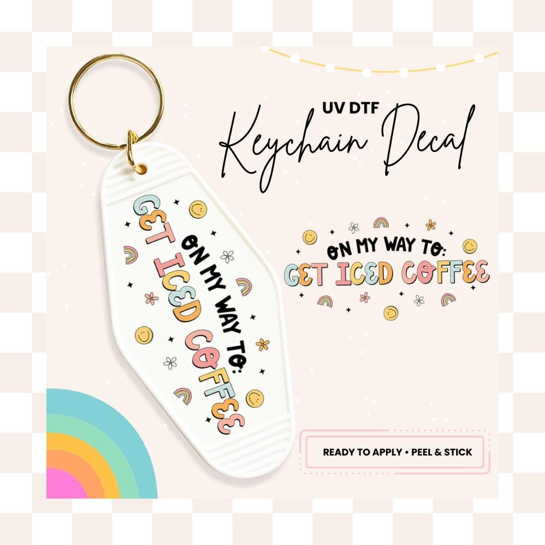 UV DTF Sticker For Retro Motel Keychain- Ready To Apply- No Heat Needed - Ready to Ship!