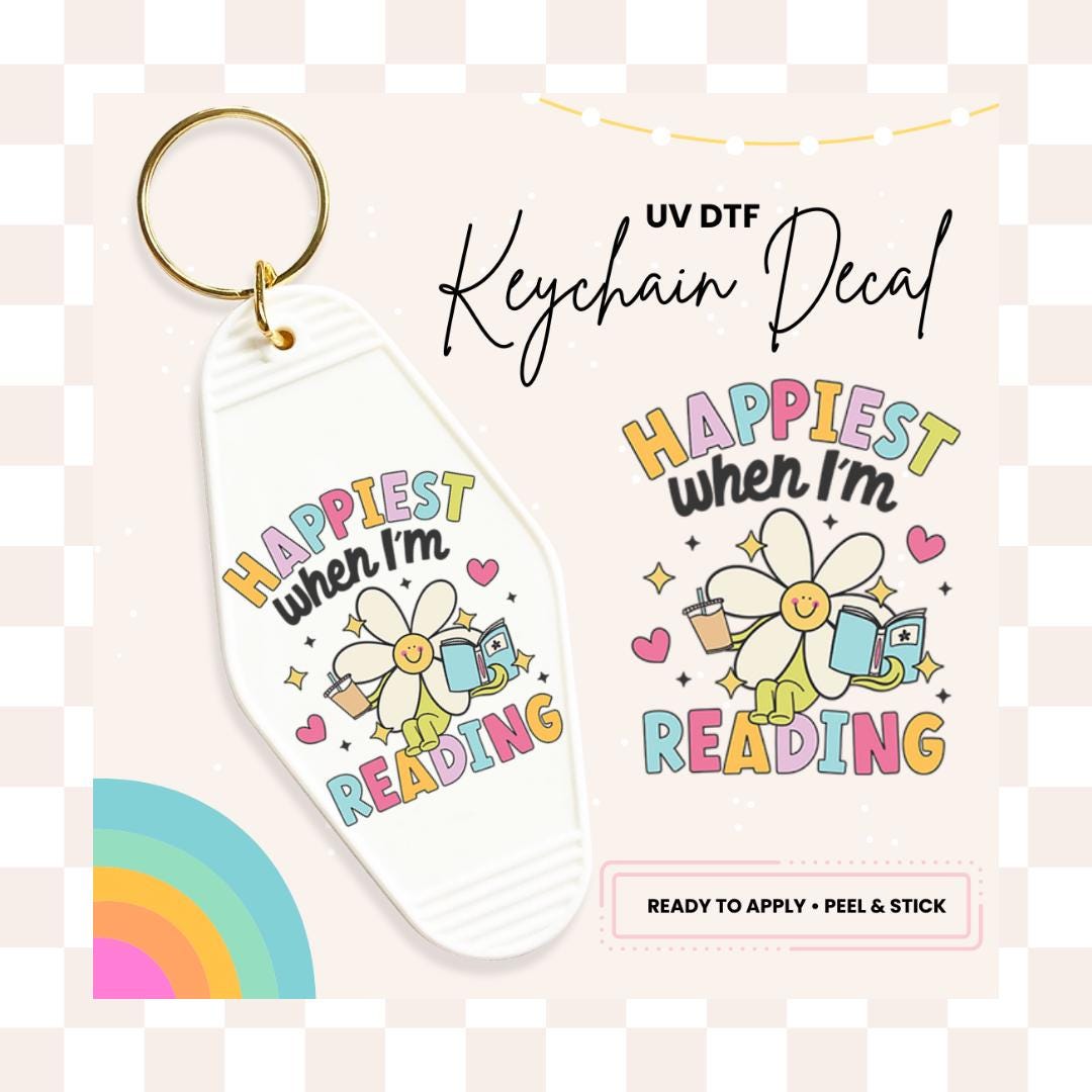 UV DTF Sticker For Retro Motel Keychain- Ready To Apply- No Heat Needed - Ready to Ship!