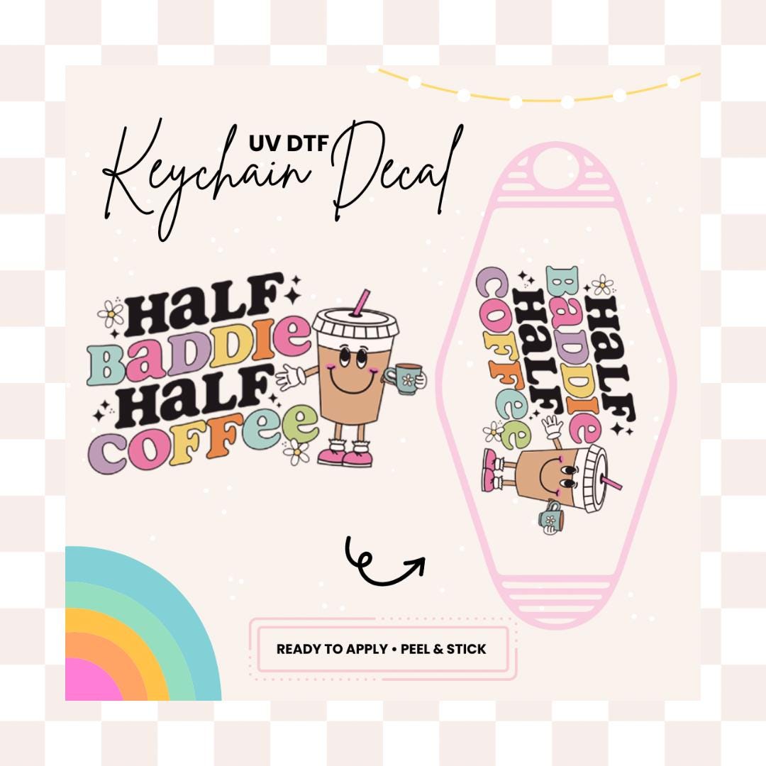 UV DTF Sticker For Retro Motel Keychain- Ready To Apply- No Heat Needed - Ready to Ship!