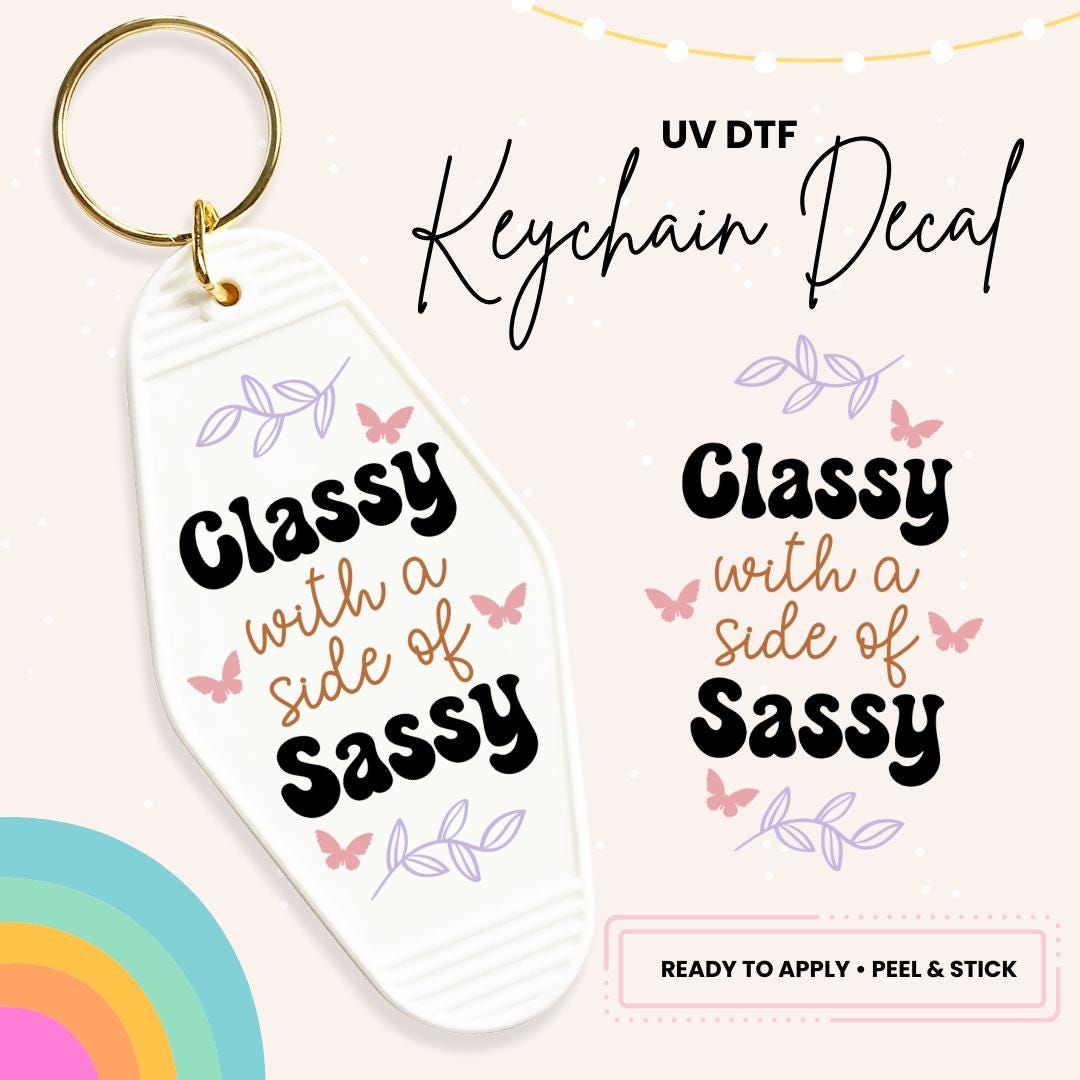 UV DTF Sticker For Retro Motel Keychain- Ready To Apply- No Heat Needed - Ready to Ship!