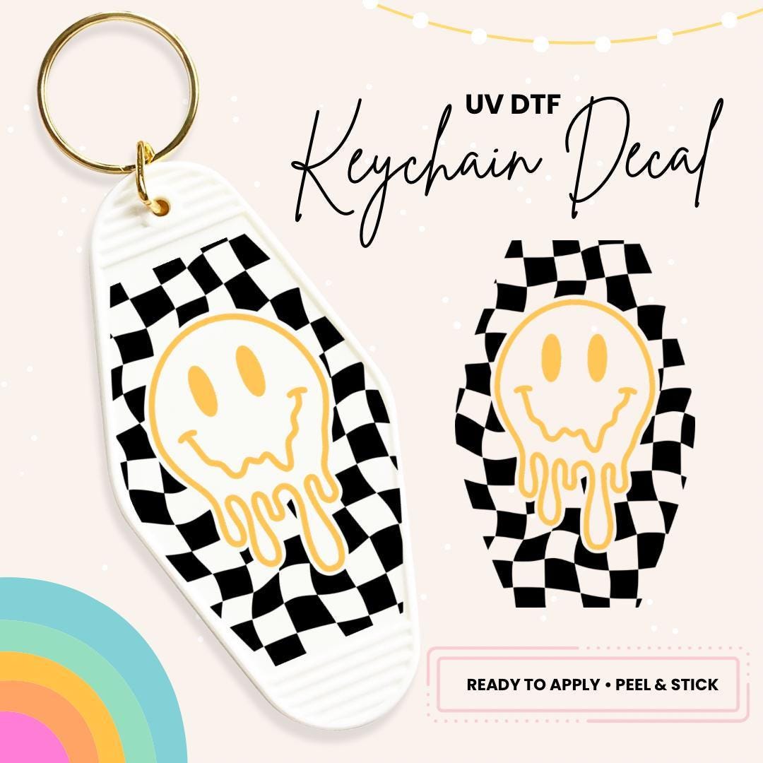 UV DTF Sticker For Retro Motel Keychain- Ready To Apply- No Heat Needed - Ready to Ship!