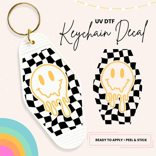 UV DTF Sticker For Retro Motel Keychain- Ready To Apply- No Heat Needed - Ready to Ship!